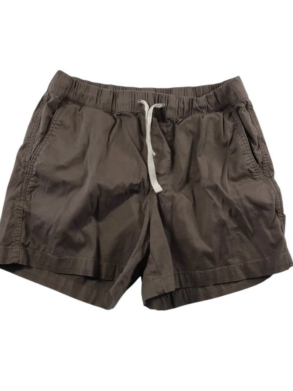 Pact Mens Organic Cotton Drawstring Shorts Brown Size M Elastic Waist Relaxed